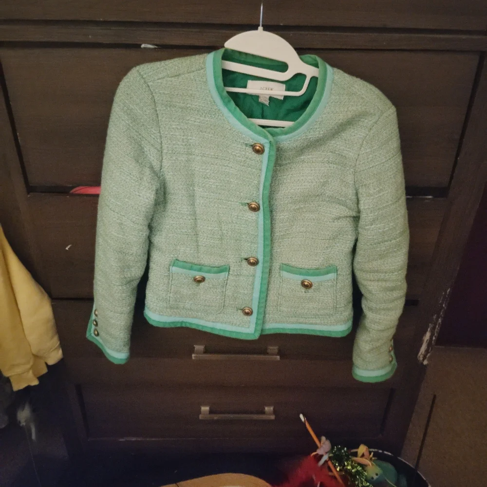 J.CREW Mint Green Tweed Blazer - Size 2